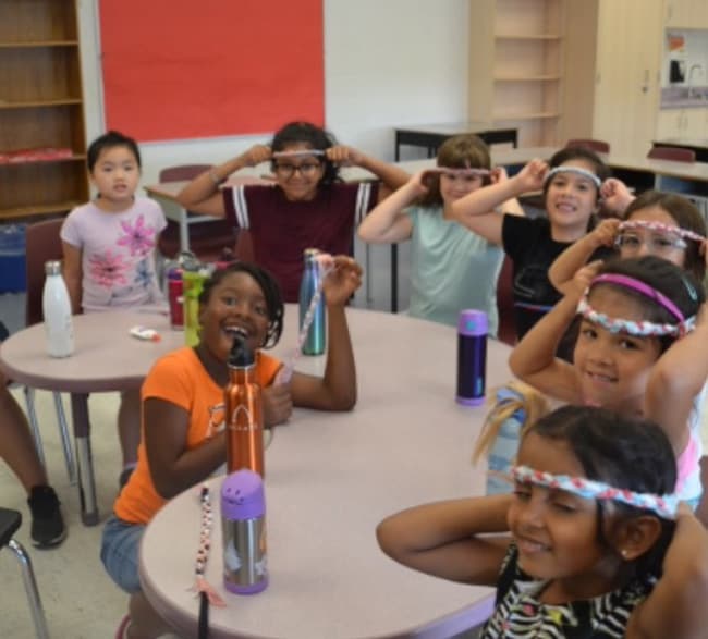 Children making a hands-on craft